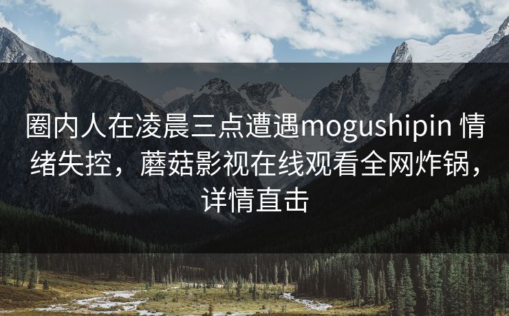 圈内人在凌晨三点遭遇mogushipin 情绪失控，蘑菇影视在线观看全网炸锅，详情直击