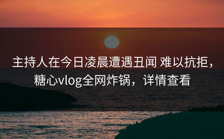 主持人在今日凌晨遭遇丑闻 难以抗拒，糖心vlog全网炸锅，详情查看